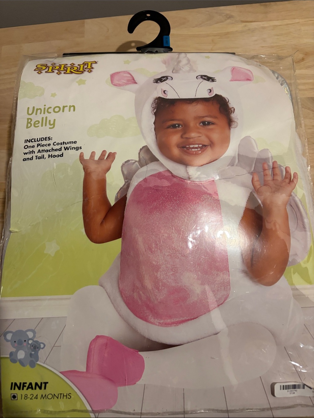 Spirit Halloween Infant Unicorn Costume Vest with Hood - White and Pink 18-24 Mo